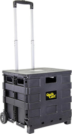 dbest Products Quik Cart Sport Collapsible Rolling Crate on Wheels for Teachers Tote Basket 80 lbs Capacity, Made from Heavy Duty Plastic Used as a Seat, Black, Compact