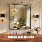 36"x36" Black Framed Bathroom Mirror, Large Rectangular Vanity Mirror, Aluminum Metal Frame, Wall Farmhouse Modern Wall-Mounted Mirrors for Bathroom, Bedroom, Living Room, Over Sink
