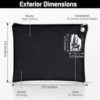 2 Pcs Interoffice Mailer Canvas Transit Sack Zipper Bag 18" x 14" Large Zipper Pouch with Grommet Interoffice Mail Bag (Black)