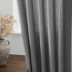 Nanspring Dark Gery Linen Curtains 63 Inches Length for Living Room Back Tab Pocket Light Filtering Semi Sheer 2 Panels Set Drapes Neutral Farmhouse Cotton Linen Textured Window Curtain 52X63 Inch