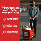 dbest products GoCart, Red Grocery Cart Shopping Laundry Basket on Wheels