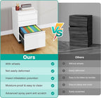 3 Drawer File Cabinet with Wheels,Under Desk File Cabinet with Lock,White Rolling Filing Cabinet,Three Drawer Metal Filing Cabinets for Home Office,Fit A4/Letter/Legal,Fully Assembled Except Casters