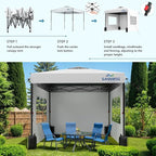 8X8 Pop Up Canopy Tent with 3 Sidewalls,Easy Up Canopy,Commercial Instant Shelter,Heavy Duty One Person Set Up Event Tent,White