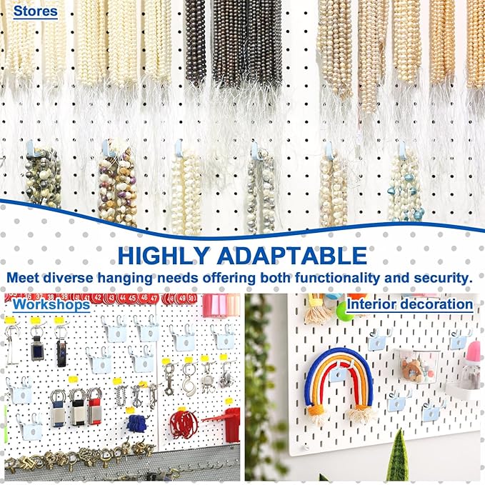 Tandefio 50 Pcs Pegboard Hooks Metal Prong Hook Peg Board for Hanging Hangers for Wall Picture Jewelry Display Tool (Silver)