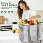 Fab totes Reusable Grocery Bags, Large Foldable Shopping Tote Bags with Reinforced Handles & Hard Bottom,4 Pack, Grey