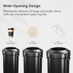 EKO Urban 32 Gallon Round Black Stainless Steel Open Top Waste Bin, Tall Commercial Trash Can for Indoor/Outdoor, Extra Large Metal Garbage Bin for Office, Restaurant, Restroom,120L