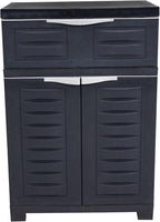 Sunnydaze Plastic Garage Storage Cabinet with Adjustable Shelf - 34.5" H - Garage, Office, Home, Laundry Room - Charcoal