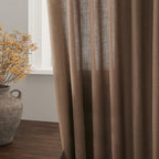 Extra Long Curtains 2 Panels 102 Inches Long for Dinning Room Caramel Brown Back Tab Rod Pocket Light Filtering Semi Sheer Drapes Cotton Linen Textured Window Curtain 102 Inch Length for Bedroom