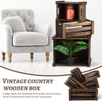 Barydat Set of 5 Wood Crates for Display Decorative Nesting Wooden Crate Storage with Handles Vintage Farmhouse Style Decorative Boxes Multipurpose Fruits Vegetables Boxes(Dusty Brown,Rustic)