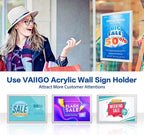 10Pack Acrylic Sign Holder 8.5" x 11" Wall Mount, Self Adhesive Magnetic Display Frame with Tape, Plastic Clear Acrylic Frame for Wall, Office, Store, Home
