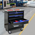 4 Drawer Rolling Tool Chest with Locker, 25.9" D Metal Movable Lockable Tool Cart Box Multi-Functional Hardware Storage Cabinet Box for Warehouse Basement Home Pantry Garage