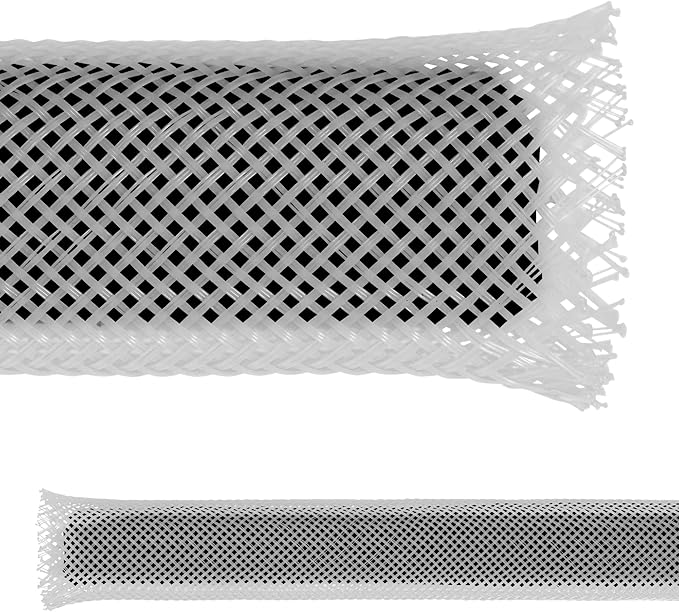 Electriduct 1" PET Expandable Braid Sleeving Flame Retardant Flexible Wire Mesh for Cord Management and Cable Protection - 25 Feet - Clear