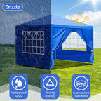 10x10 FT Party Tent, Outdoor Wedding Tents for Parties, Canopy Event Tent with 4 Removable Sidewalls, Waterproof Gazebo Shelter for Birthday Parties, Weddings, BBQs & Events (10X10FT-4Sides Blue)