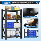 3000LBS Garage Shelving 32" W Garage Shelving Heavy Duty 4-Tier Metal Storage Shelves Adjustable Shelf Unit Storage Rack for Basement Supermarket Warehouse 32" W x 20" D x 63" H Black