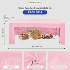 HolidayIdeas Open Back Fitted Tableclothss for 8 Foot Rectangle Table, Wrinkle Resistant Washable Table Covers 96x30 Inch for Craft Fairs, Banquets, Trade Show Display, Pink,4 Pcs
