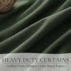 Black Out Curtains for Bedroom Aesthetic 104 Inch Windows, 105 Inches Length Linen Room Darkening Olive Green Canvas Look Classroom/Playroom (W50 xL105 2 Panels) Back Tab/Rod Pocket