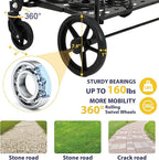 Shopping Cart for Groceries, 396 LBS Super Capacity Folding Utility Cart with Waterproof Liner, 360° Rolling Swivel Wheels Collapsible Cart, Heavy Duty Trolley for Laundry, Groceries (Jumbo+Bag)