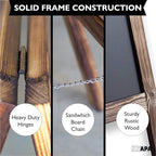 Ilyapa Wooden A-Frame Sign with Eraser & Chalk - 21 x 30 Inches Magnetic Sidewalk Chalkboard – Stained Wood Menu for Restaurant, Business or Wedding