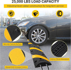 6 FT Heavy Duty Rubber Speed Bump 2-Pack, Driveway Cable Protector Ramp with Installation Bolts for Parking Lots, Garage & Gravel Roads