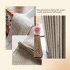 Textured Linen Double Pleated 100% Blackout Curtains for Bedroom/Living Room Blackout Curtains 96 Inches Long, Energy Saving Window Treatment Curtains,120Wx96Lx2, Rust Brown