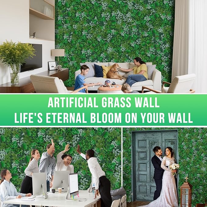 Artificial Boxwood Panels, Grass Wall Panels 16 Pack 20"x20",Privacy Hedge Fence Screen with UV Protection,Fake Greenery Backdrop for Indoor Wedding Decoration and Outdoor Garden Backyard