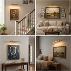 Picture Light, 24 inch Brass Picture Lights for Wall,Hardwired Brushed Gold Picture Lights,270° Rotatable Art Lights, 4-Light Picture Frame Light for Painting Display Artwork Portrait No Bulbs