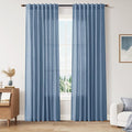 Nanspring Stone Blue Linen Curtains 84 Inches Long for Living Room Back Tab Luxury Light Filtering Privacy Semi Sheer Curtain Modern Farmhouse Boho Drapes for Bedroom Office 2 Panels Set 52x84