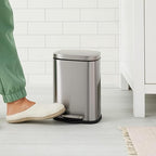 Amazon Basics Smudge Resistant Mini Rectangular Trash Can With Soft-Close Foot Pedal, Brushed Stainless Steel, for Bathroom & small space, 5L/1.32 Gal, 7.3x8.5x11.8 in, Satin Nickel Finish