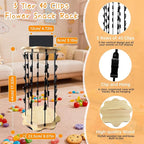 Chip Rack Display Stand 360° Rotating 5 Tiers 40 Clips Bar Snack Organizer Retail Display Rack Wooden Base Candy Holder for Concession Stand Countertop Party Store With Message Board (Flower)
