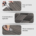 24 Tiles 20 X 20 Inch Carpet Tiles Floor, Carpet Squares for Living Room Bedroom Office, Stripe Light Grey (64.5 Sq.Ft per Box)