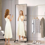 ANYHI Full Length Mirror with Wheels, 360° Swivel Full Body Rolling Mirror, 23.6"*74.5" Sturdy Standing Floor Mirror for Home Gym, Bedroom, Yoga & Dance Studio