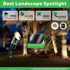 LED Outdoor Spotlight Kit, with 4 Pack Black Low Voltage Landscape Light and 100FT Cable and 20 Wire Connectors, Waterproof Aluminum Light for Patio Yard House, Without Transformer