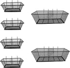 Pegboard Baskets Bins Set 6 Pack 2 Size Metal Pegboard Baskets Black Metal Wire Shelves Hooks for Organizing Various Tools Garage Workbench Kitchen Office Craft Room