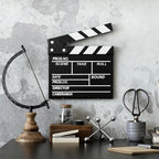 Movie Film Clapboard Hollywood Wooden-Clapper Board Directors Photography Studio Video TV Clapper Board with Erasable Pen Movie Theater Props Decor，Black Clap Board 7.8 X 7.5 inches