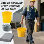 29 Pcs Universal Spill Kit Portable Complete 2.6 Gallon Spill Kit, Absorbs Oils Water and More, Yellow Bucket, 20 Absorbent Pads, 2 Pcs 3" x 4' Sorbent Socks, 5 Disposal Bags, PVC Gloves