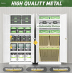 Greenvelly Metal Garage Storage Cabinet with 2 Doors and 4 Adjustable Shelves, 72”H White Steel Lockable Storage Cabinet,Tall Metal Cabinet Locking File Cabinet for Office,Home, Garage, Gym, School