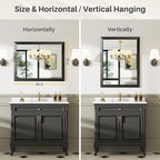 28x36 Inch Black Bathroom Mirror for Wall, Thick Metal Framed Rectangle Mirrors for Over Sink, Bedroom, Living Room, Entryway, Anti-Rust, HD Tempered Glass