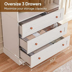 Vyre 71" Tall Modular Farmhouse Bookcase with Glass Doors & Drawers, Set of 3 – Large Storage Cabinet with Adjustable Shelves for Living Room or Kitchen, White