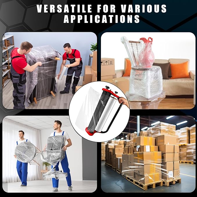 Ergonomic Stretch Film Dispenser - Reduces Operator Fatigue, Shrink wrap Handle for Warehousing, Logistics, Pallets, Commercial, and Home Use (15-in Dispenser for 15-in Stretch Film)