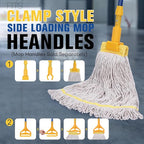 Matthew Cleaning Commercial Mop Head Replacement, 5 Inch Wide Headband, Looped End Cotton Blend String Wet Mops for Floor Cleaning, 24 oz Large, 3-Pack White