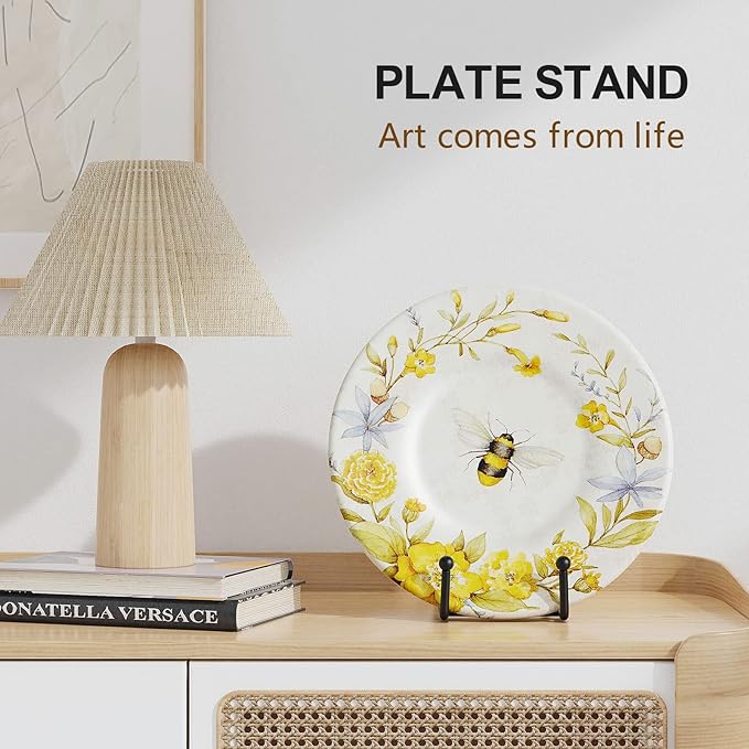 HONGYUTAI 3 Pack 4.5 Inch Plate Stands for Display Picture Stand - 4.5 Inch Vinyl Table Top Display, Metal Frame Holders Decorative Plate for Book , Picture, Photo and Platter, Tabletop Art, Black