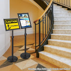 Sign Holder Stand - 8.5x11 Inch Adjustable Floor Standing Sign Stand for Display, Pedestal Poster Stand for Vertical & Horizontal View, Indoor & Outdoor Use for Business & Store - Black