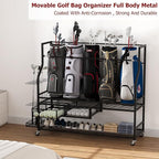 PeakPursuit Golf Bag Organizer and Storage Rack Stand Holder Fits Golf Club Bags and Multiple Golfing Equipment Accessories, Storage Rack with Drawers and Wheels for Indoor/Outdoor Garage, Clubs