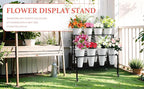 Zhongma Flower Bar Stand Display shelf with White Buckets for Fresh and Diy flowers Bouquet Rack Organizer Heavy Duty Flower Bucket Stand with Wheels
