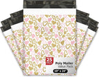 19x24 (25) Pink Hearts Designer Poly Mailers Waterproof Self Sealing Tear Resistant Polymailers Large Shipping Envelopes Premium Printed Bags For Small Businesses