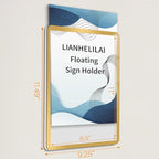 8.5x11 Wall Sign Holder Floating 3 Pack, Self-Adhesive Display Frame for Document/Poster/Paper Office/Store/Wall Mounted for Door/Window Display Holder with Horizontal and Vertical (Gold)