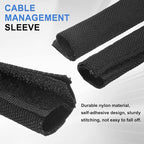 uxcell Hook and Loop Cable Management Sleeve, 6.6ft x 3.2 Inch Flexible Cable Wrap Cover Wire Hider, Cord Organizer and Cable Protector for Desks TV Computer, Black