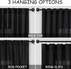 Nanspring Black Semi Sheer Linen Curtains 84 inch Length for Living Room Back Tab Rod Pocket Modern Farmhouse Coastal Decor Black Cotton Textured Gauze Curtains for Dining Room Office 38x84