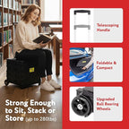 dbest products Quik Cart Pro Wheeled Rolling Crate Teacher Utility with seat Heavy Duty Collapsible Basket with Handle, Black