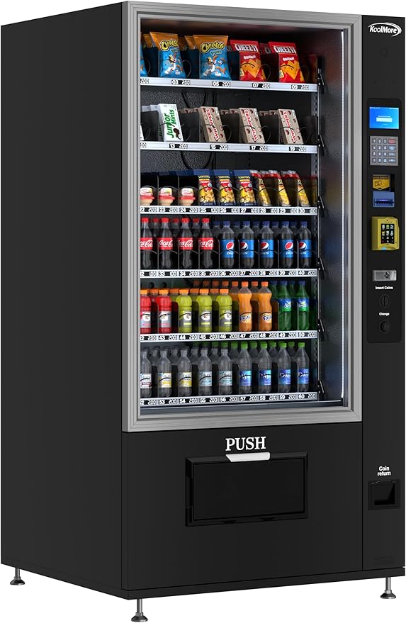 KoolMore Refrigerated Snack Vending Machine with 60 Slots and Bill Acceptor in Black (KM-VMR-40-B)